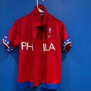 Nike Red and Blue Philadelphia 76ers Men's Jersey Warmup